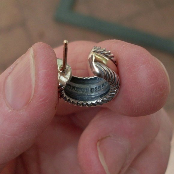 Early Issue David Yurman Cable Collectible Hoops - 14K/925 - Picture 5 of 9